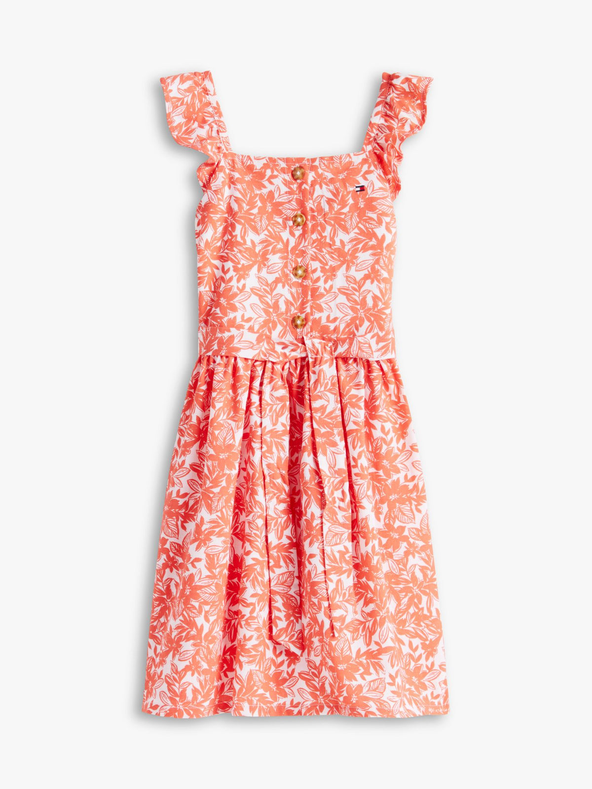 Tommy Hilfiger Kids' Floral Print Ruffle-Strap Dress