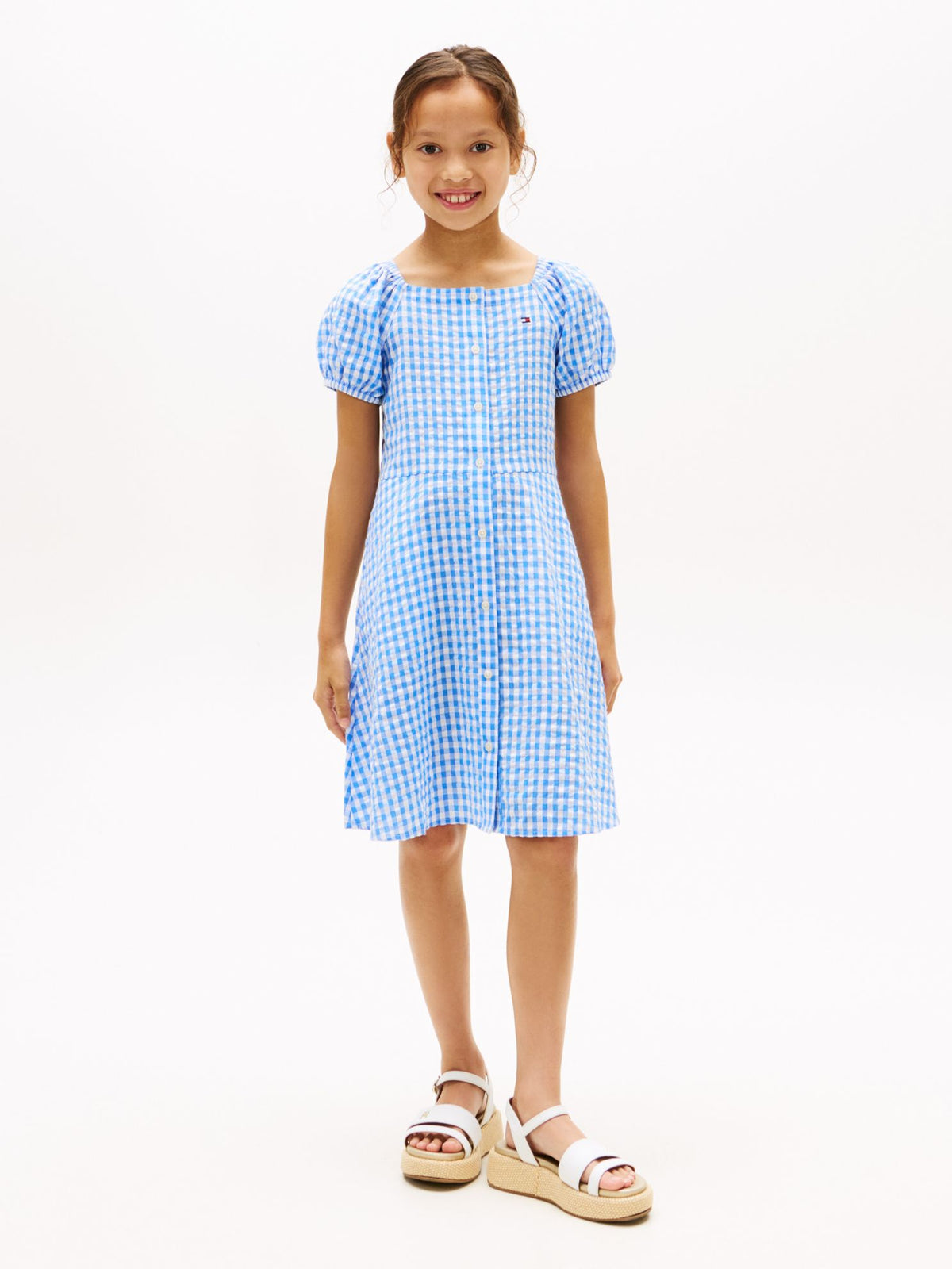 Tommy Hilfiger Kids' Gingham Puff-Sleeve Dress