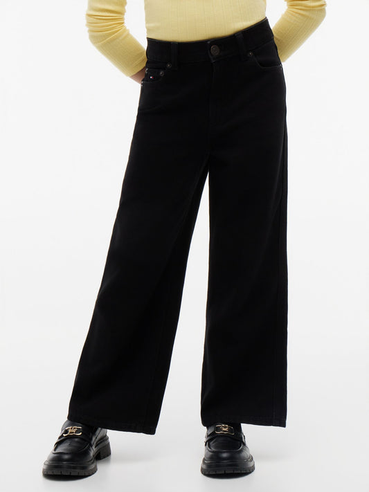 Tommy Hilfiger Kids' Black Wash High-Rise Wide Leg Pant
