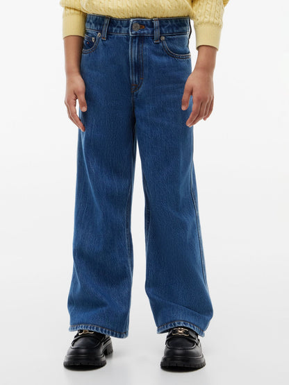Tommy Hilfiger Kids' Mid Wash High-Rise Wide Leg Jean