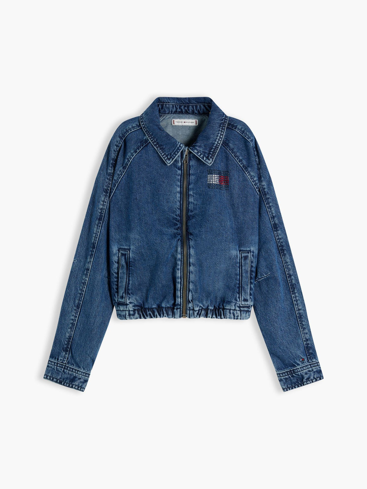 Tommy Hilfiger Kids' Rhinestone Flag Zip Denim Jacket