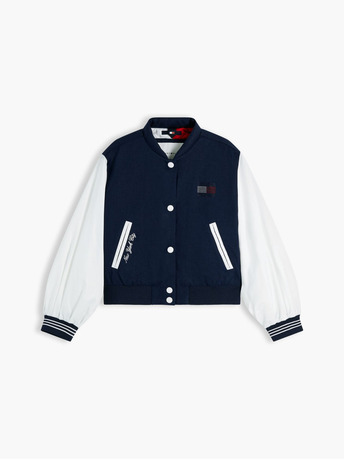 Tommy Hilfiger Kids' Rhinestone Logo Colorblock Bomber