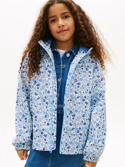 Tommy Hilfiger Kids' Floral Print Hooded Rain Jacket