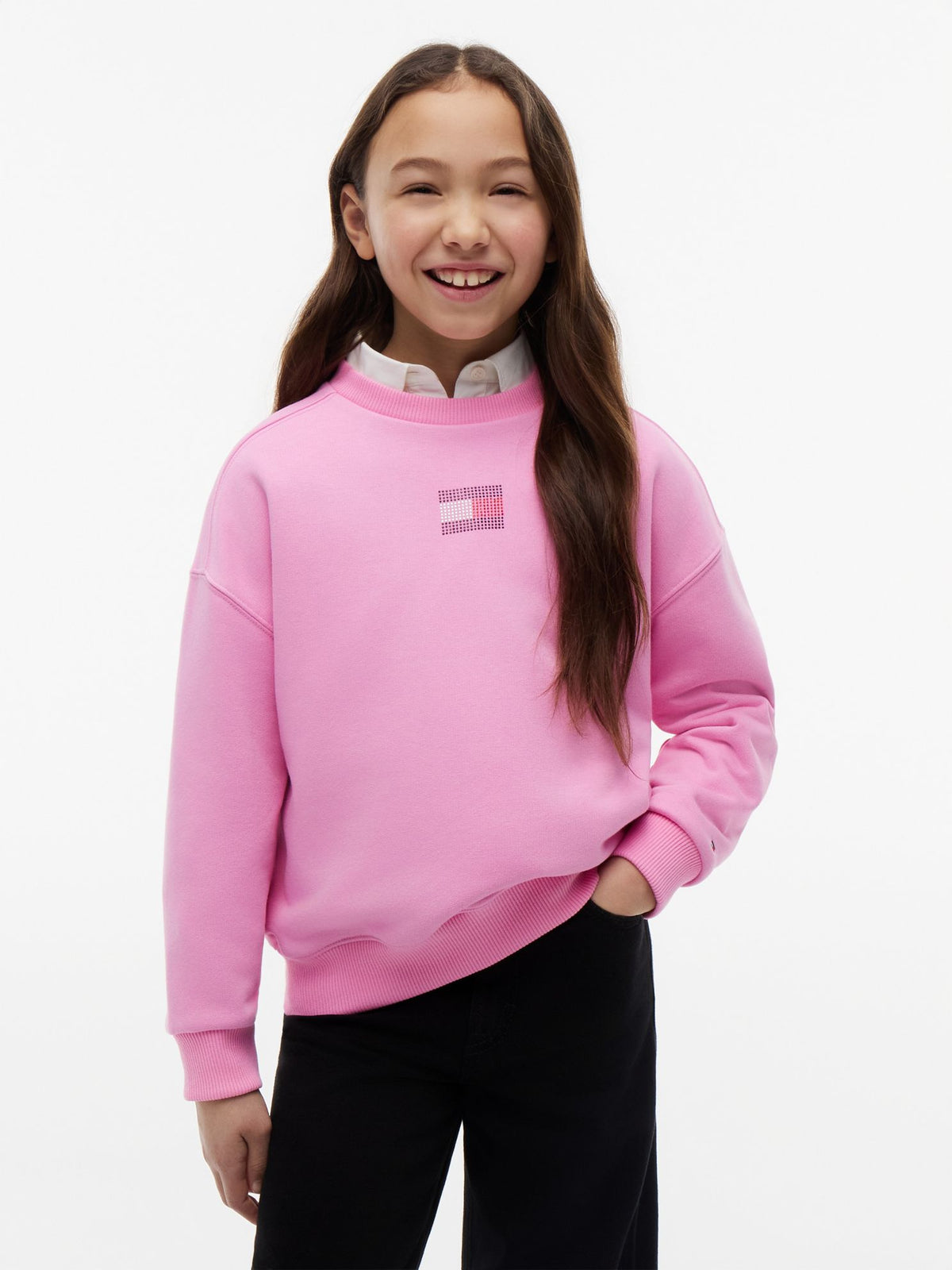 Tommy Hilfiger Kids' Rhinestone Flag Logo Sweatshirt