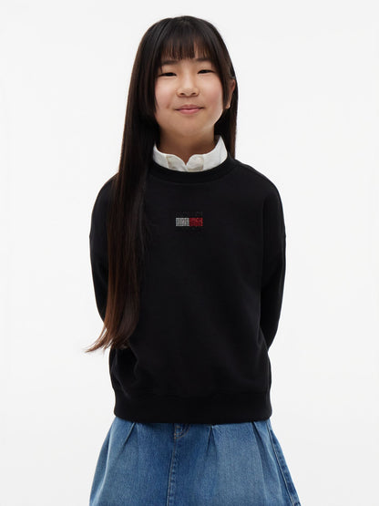 Tommy Hilfiger Kids' Rhinestone Flag Logo Sweatshirt