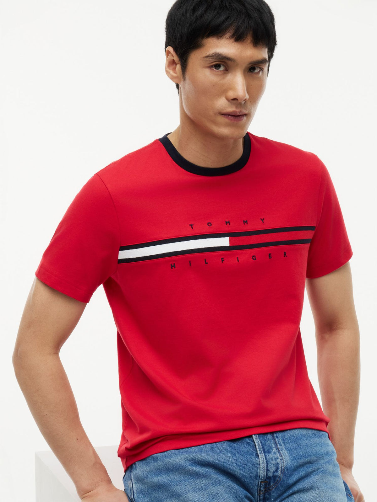 Tommy Hilfiger Embroidered Flag Logo T-Shirt