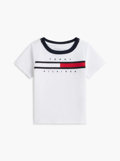 Tommy Hilfiger Babies' Flag Stripe Logo Ringer T-Shirt